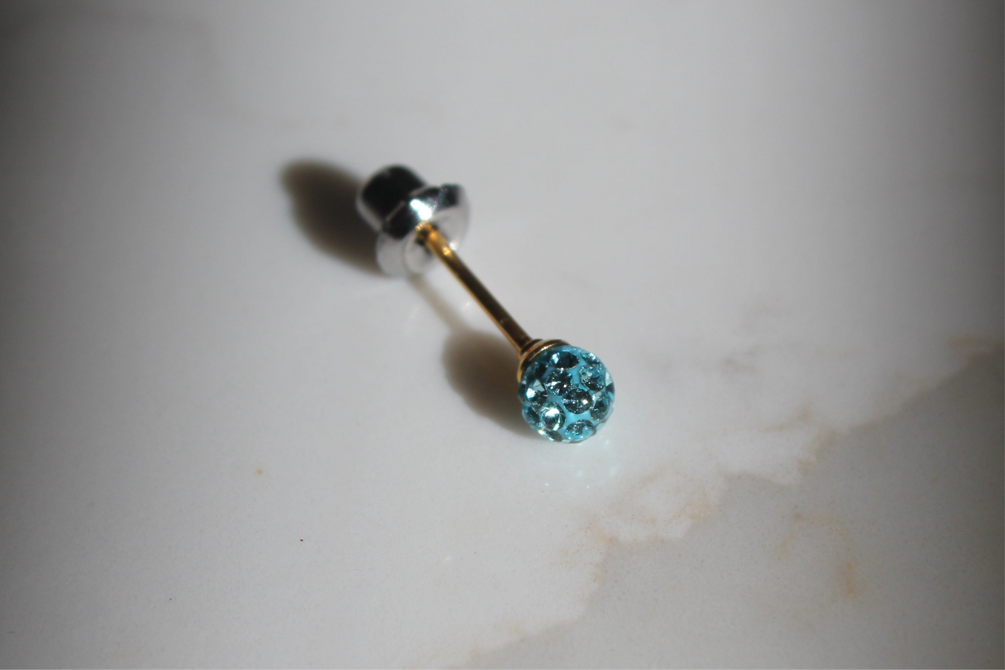 4mm Aqua Pave Sphere Stainless Steel Earring Set