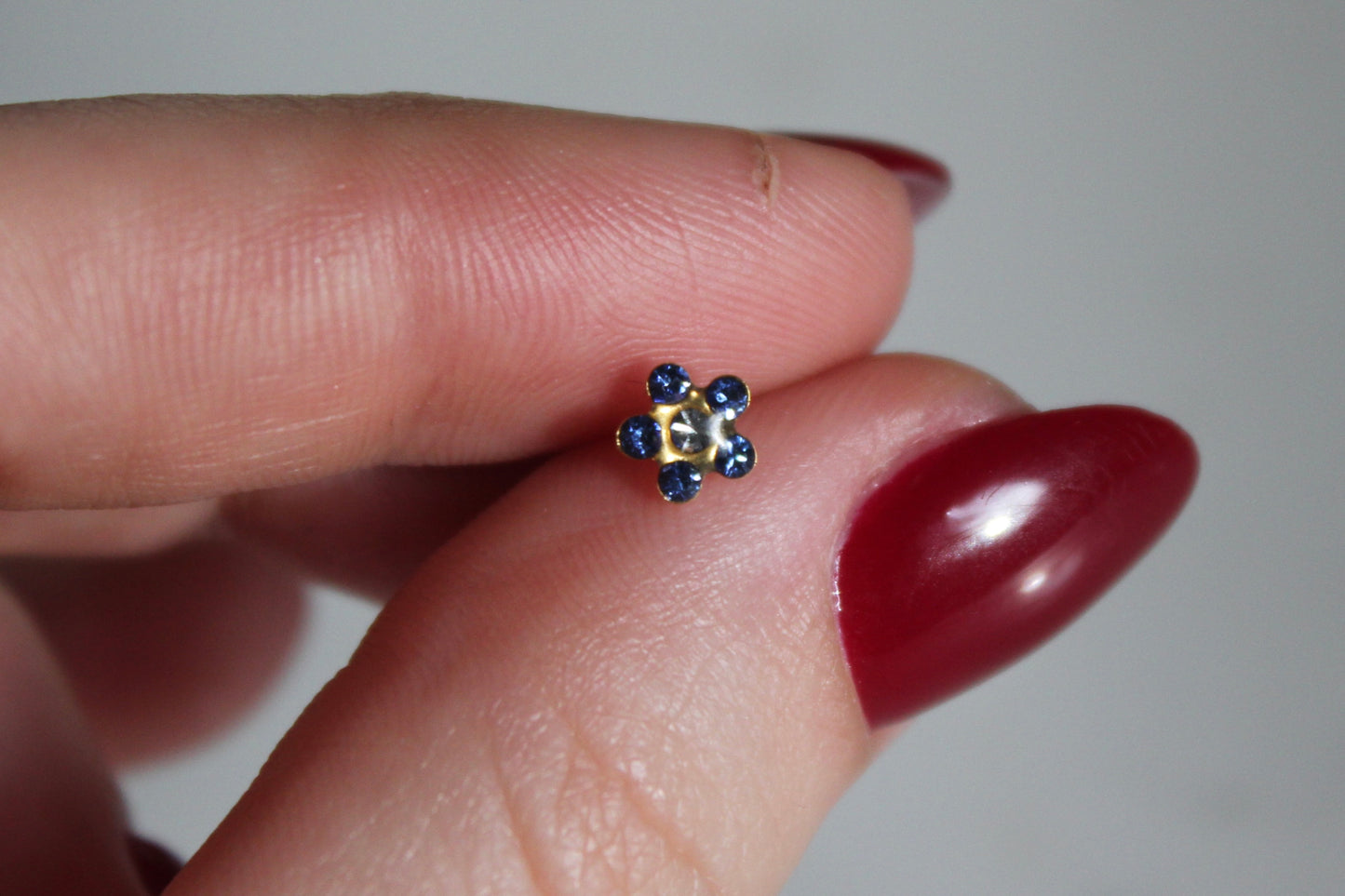 Crystal Sapphire Daisy Flower 24K Gold-Plated Earring Set