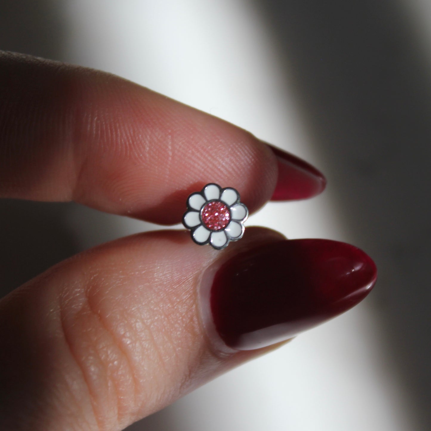 Rose Glitter Spring Flower Stainless Steel Earring Set