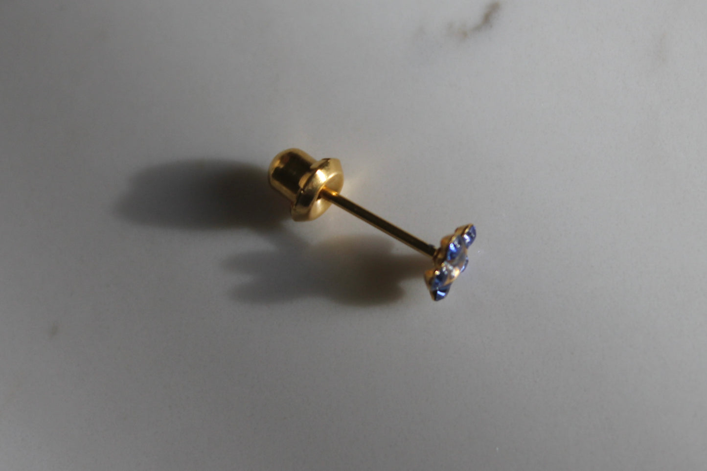 Crystal Sapphire Daisy Flower 24K Gold-Plated Earring Set