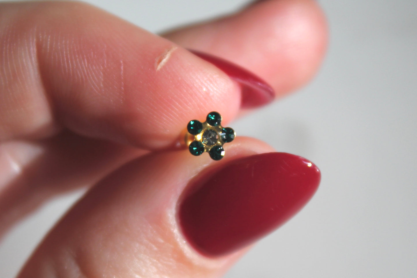 Crystal Emerald Daisy Flower 24K Gold-Plated Earring Set