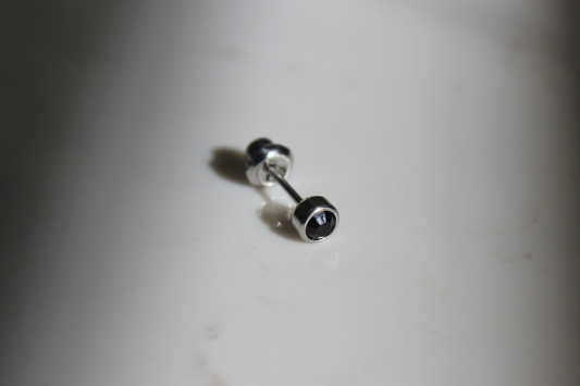 4mm BLACK Bezel Onyx Stainless Steel Earring Set