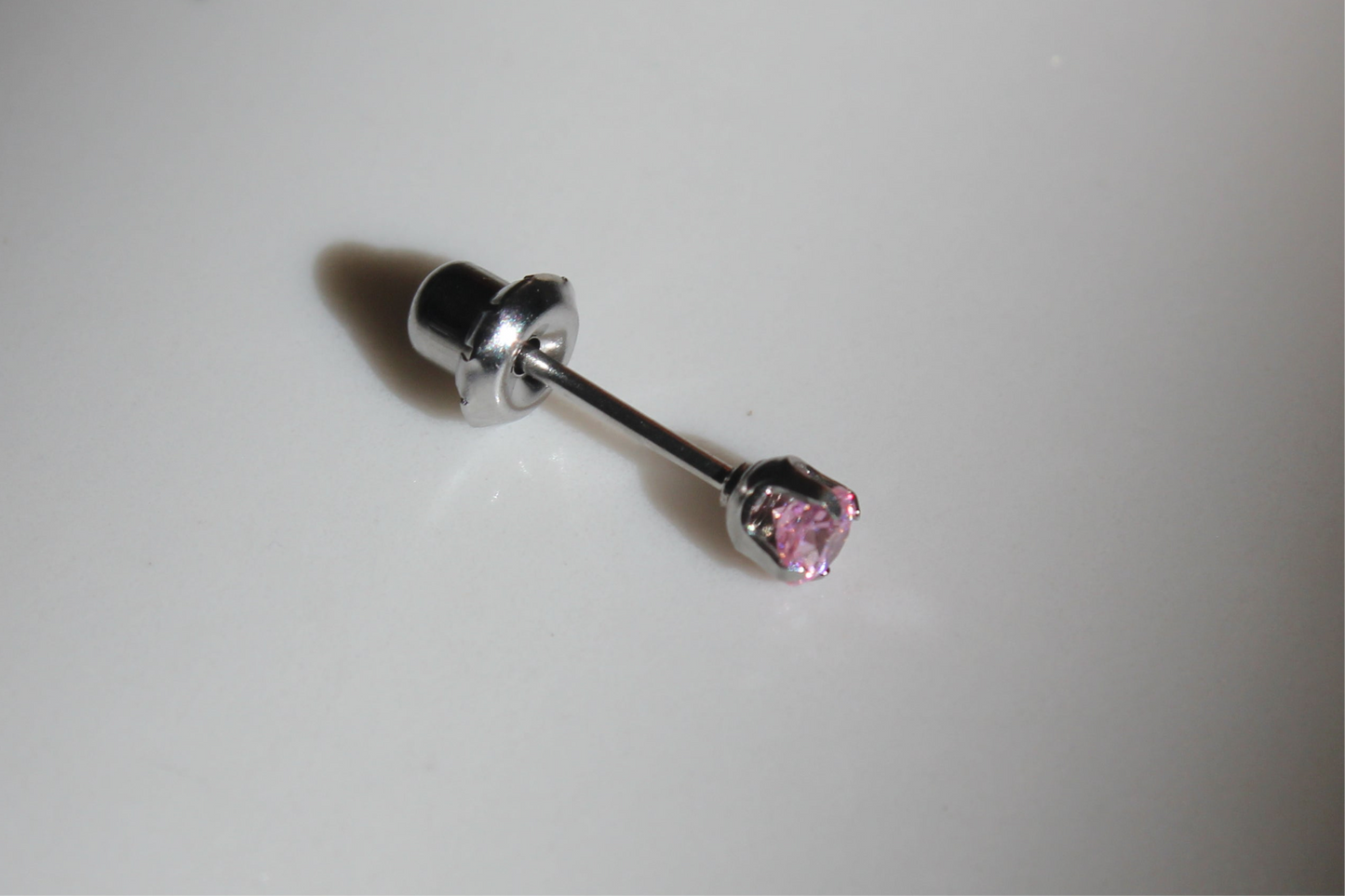 3mm Pink Ice Cubic Zirconia Stainless Steel Earring Set