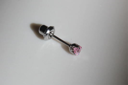 3mm Pink Ice Cubic Zirconia Stainless Steel Earring Set