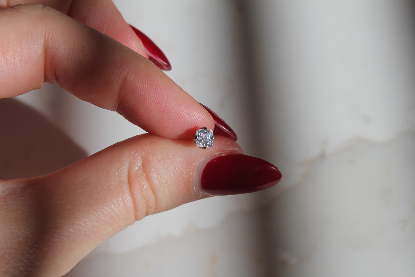 4.2mm Square Cubic Zirconia 14K White Gold Earring Set