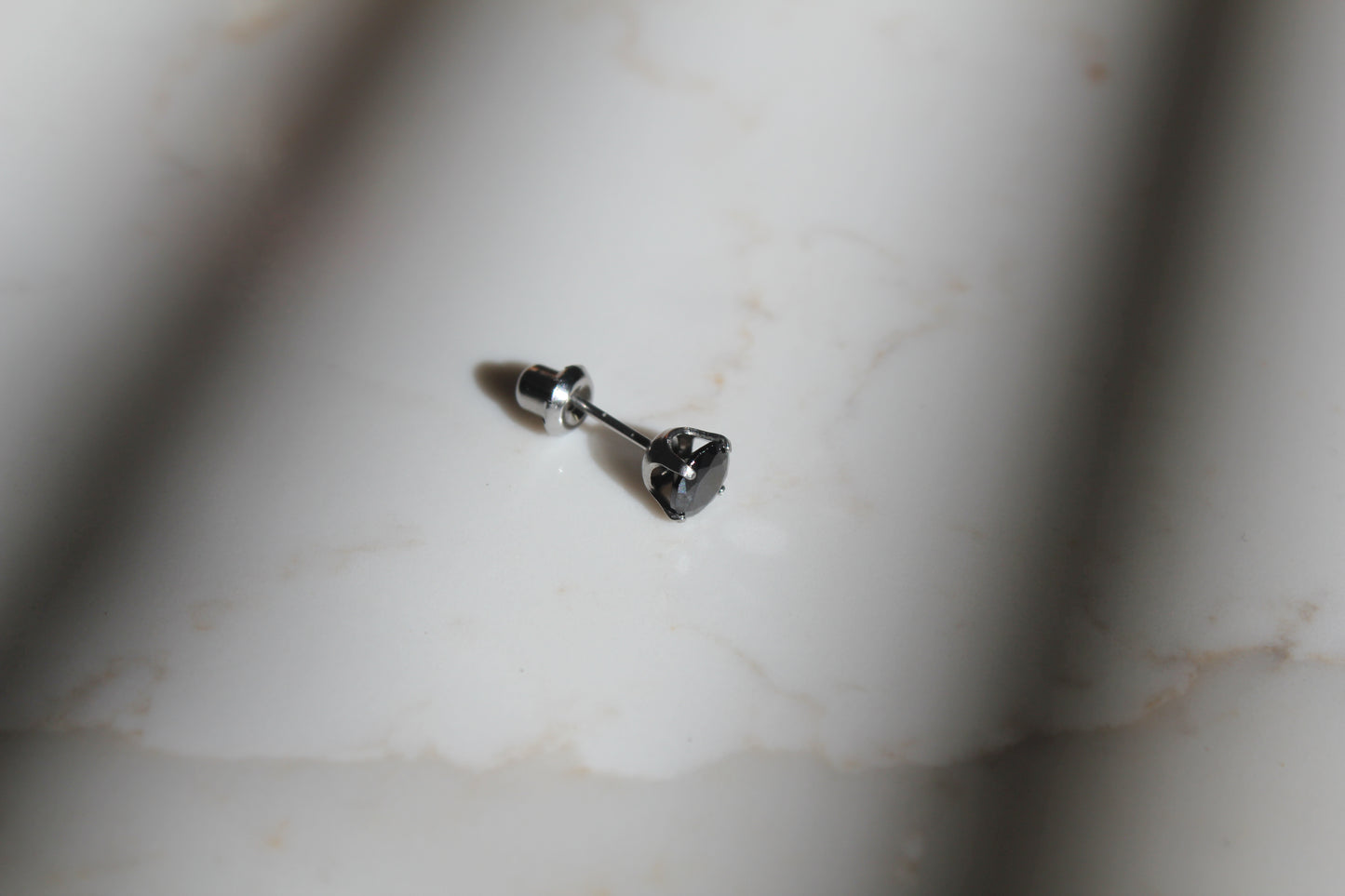 Black Cubic Zirconia Stainless Steel Earring Set