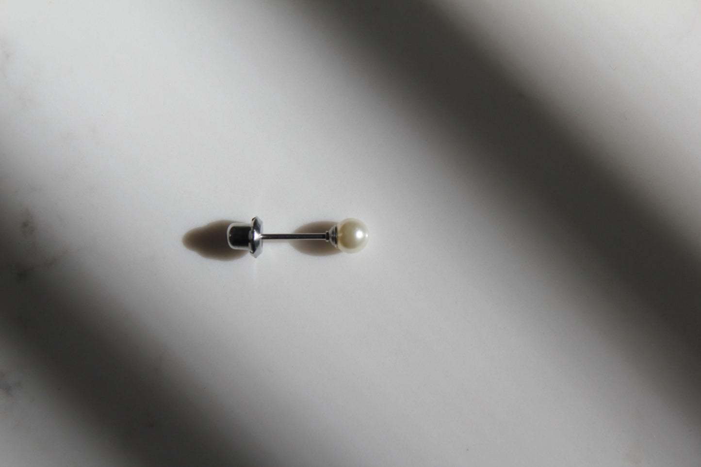 Cream Pearl Titanium Earring Set
