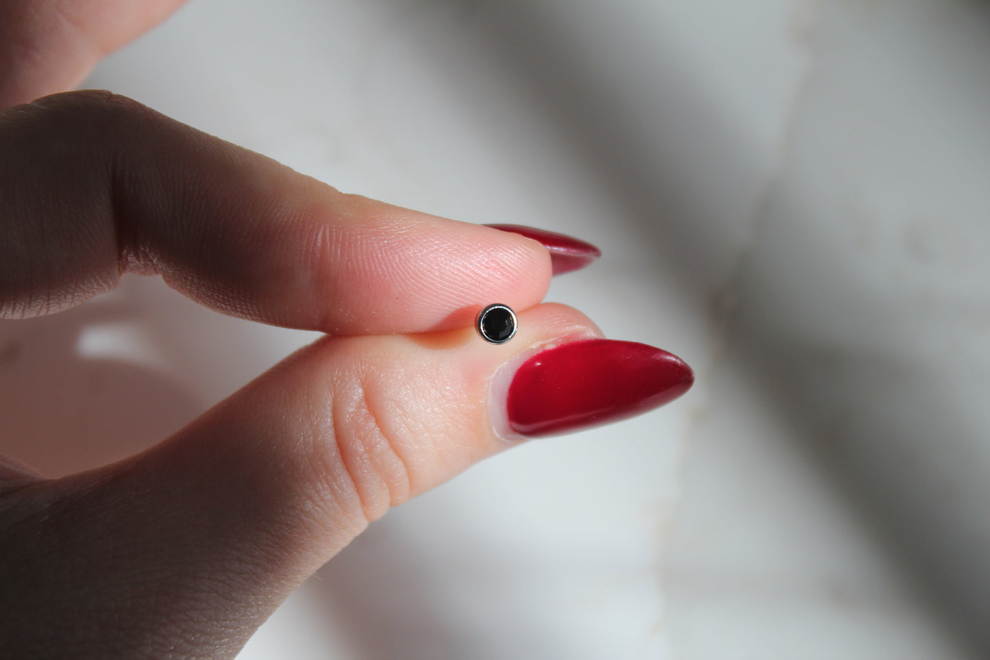 4mm BLACK Bezel Onyx Stainless Steel Earring Set