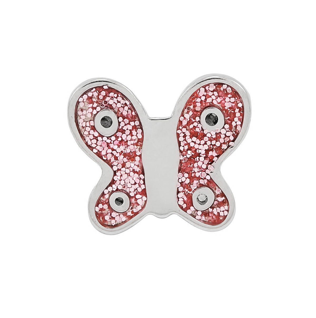 008C - Pink Glitter Butterfly Stainless Steel Earring Set