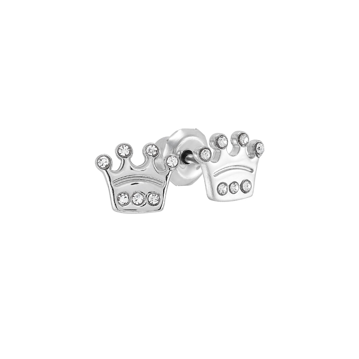 032C - Crystal Crown Stainless Steel Earring Set