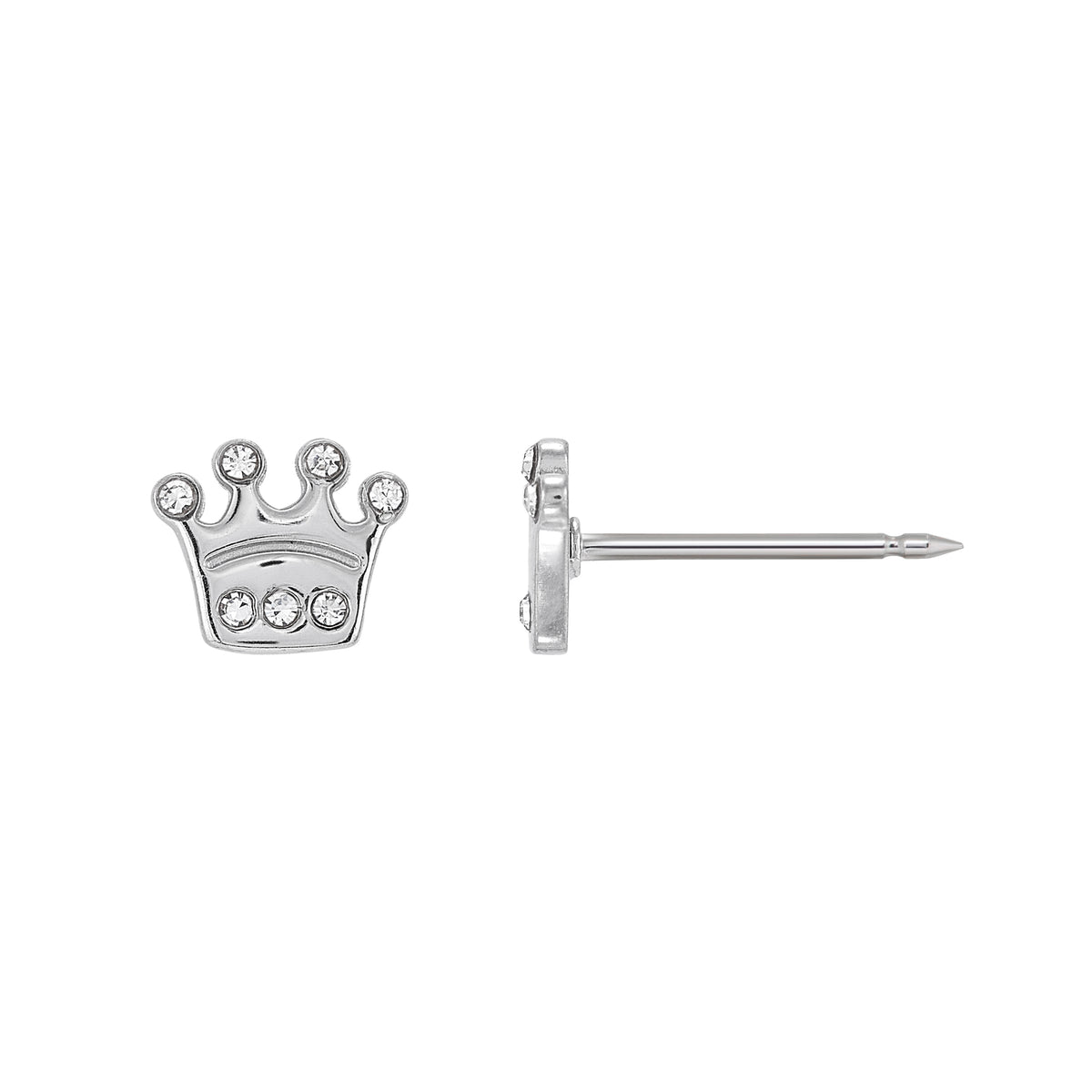 032C - Crystal Crown Stainless Steel Earring Set
