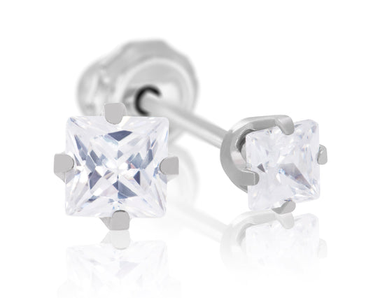 112C & 653C - Square Cubic Zirconia Stainless Steel Earring Set