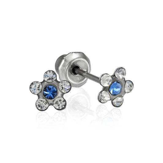 119C - Sapphire Crystal Daisy Flower Stainless Steel Earring Set