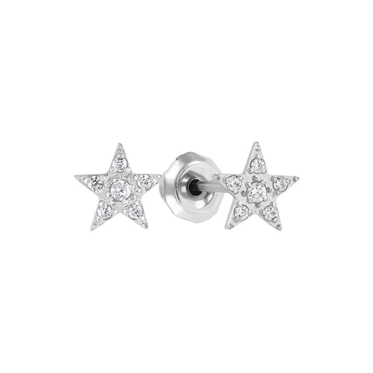 1214C - Cubic Zirconia Star Stainless Steel Earring Set