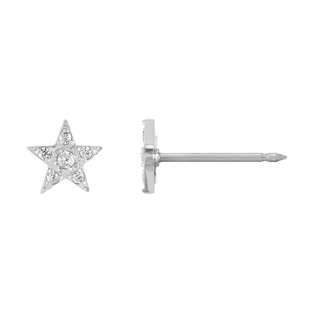 1214C - Cubic Zirconia Star Stainless Steel Earring Set
