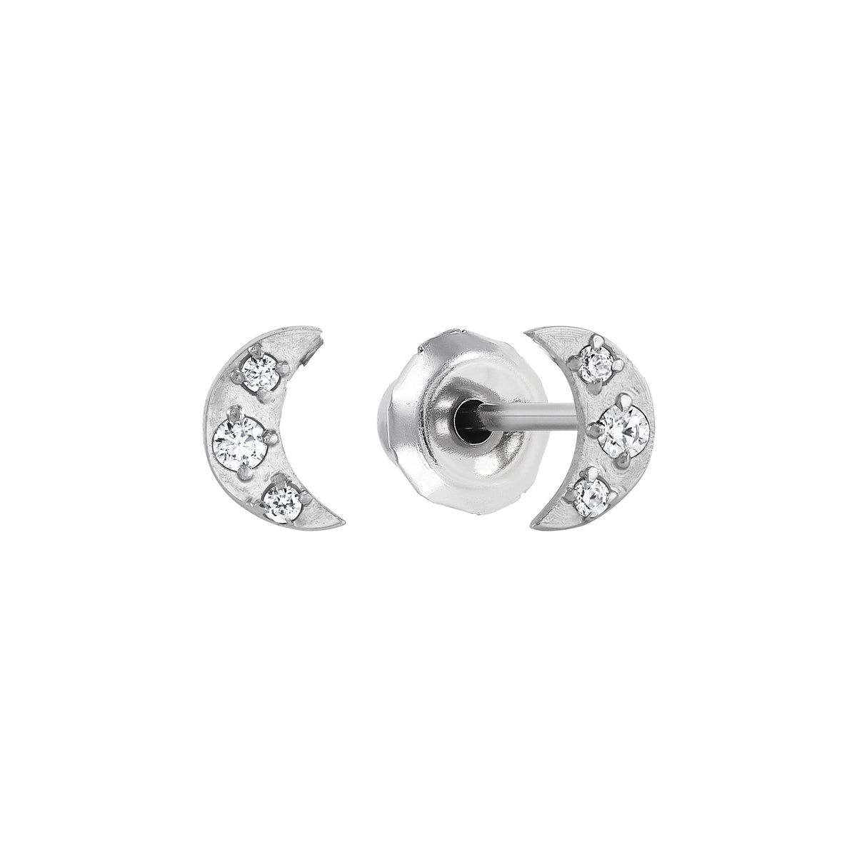 1216C - Cubic Zirconia Moon Stainless Steel Earring Set