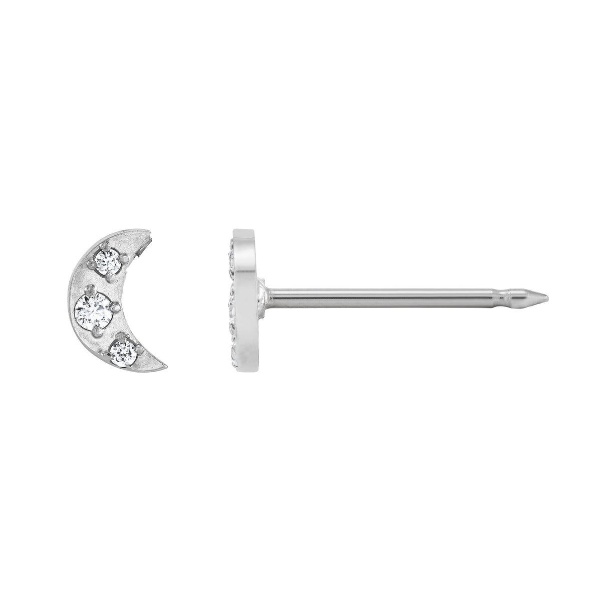 1216C - Cubic Zirconia Moon Stainless Steel Earring Set