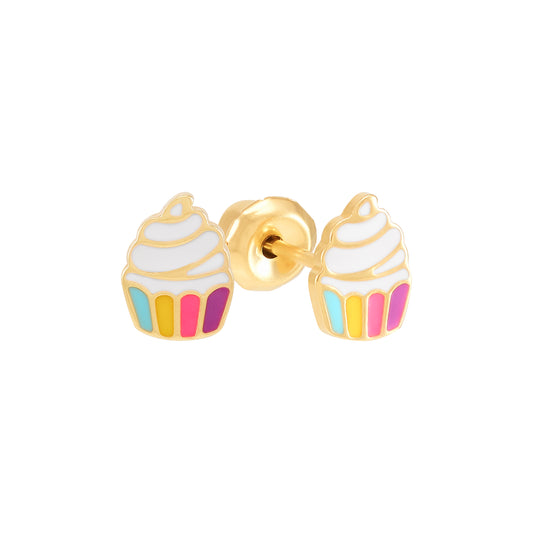 1244C - Cupcake 24K Gold-Plated Earring Set