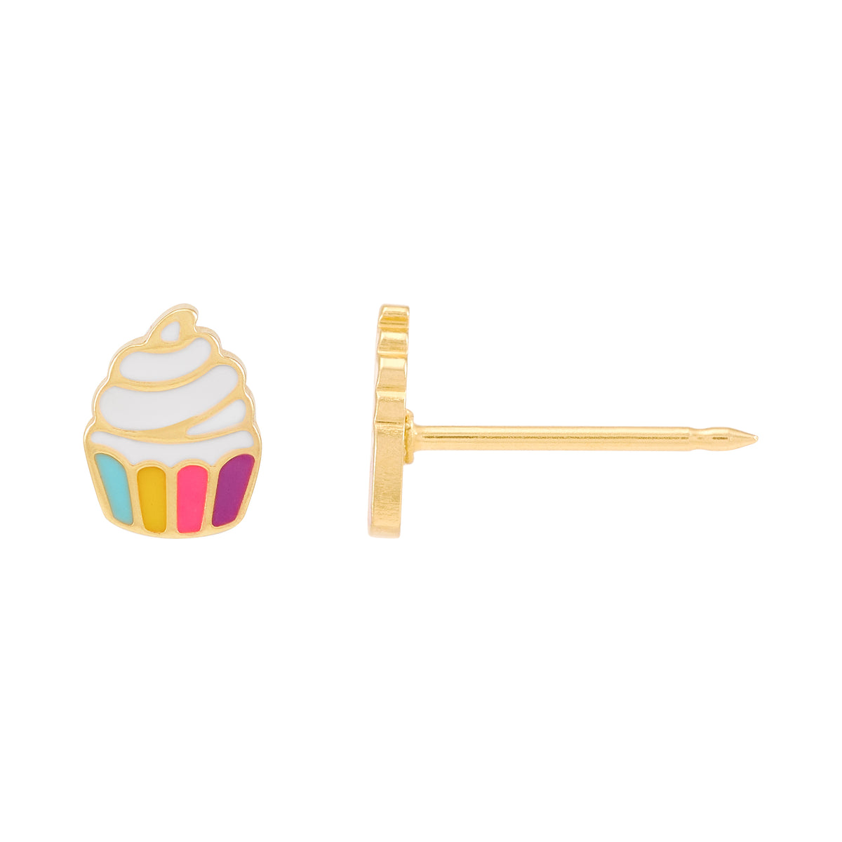 1244C - Cupcake 24K Gold-Plated Earring Set