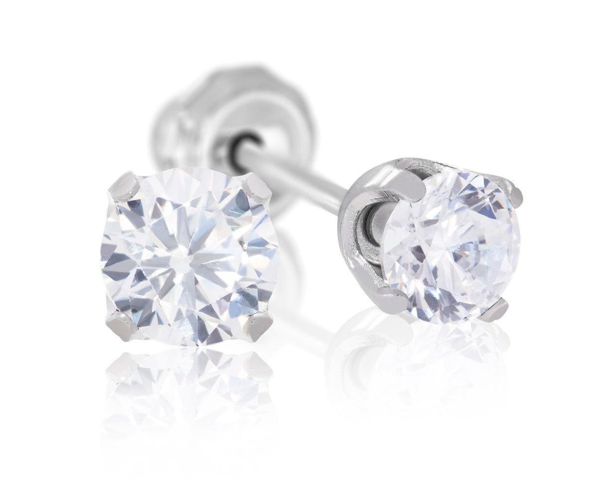 138E - 4.2mm Cubic Zirconia 14K White Gold Earring Set