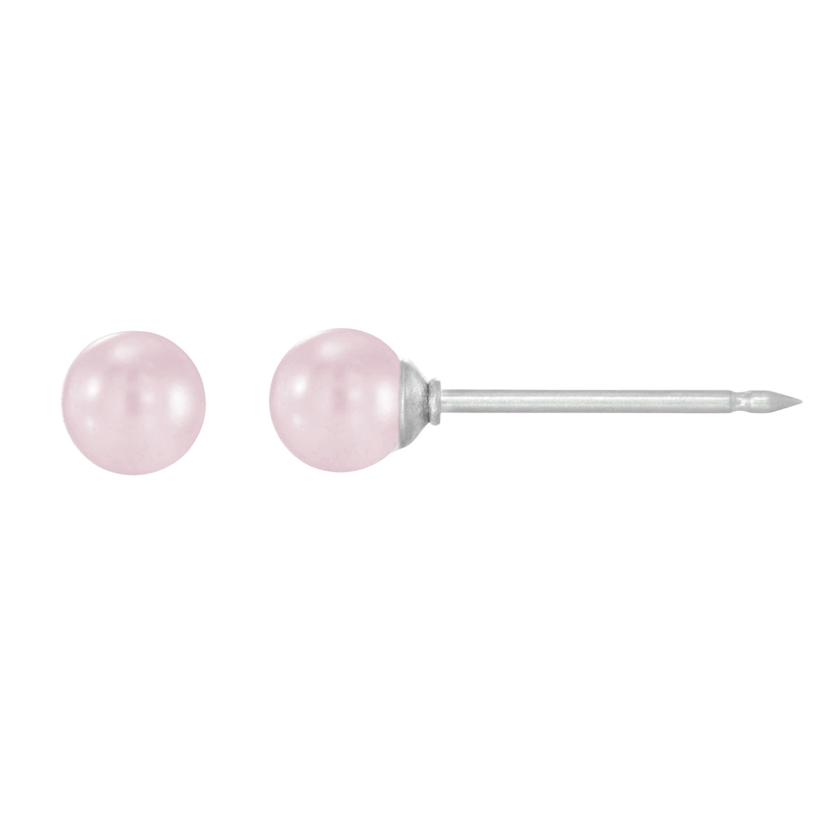 143C - Rosaline Pink Crystal Pearl 14K White Gold Earring Set
