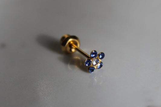 Crystal Sapphire Daisy Flower 24K Gold-Plated Earring Set