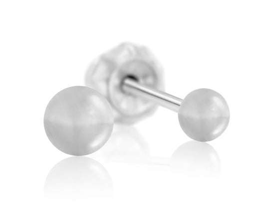 16E - 4mm Silver Colour Ball Titanium Earring Set