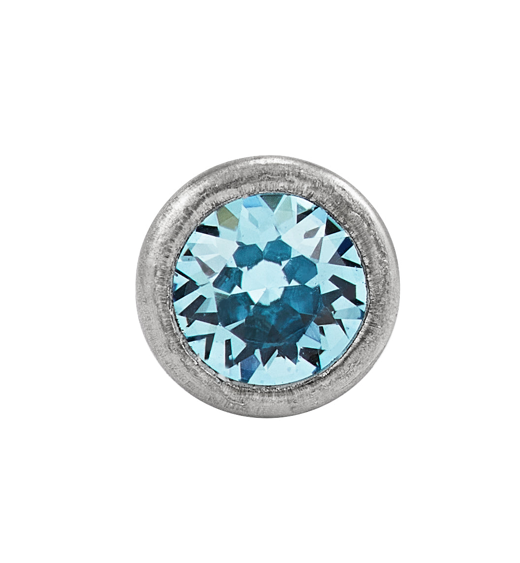 18C - 4mm Aquamarine Bezel Titanium Earring Set
