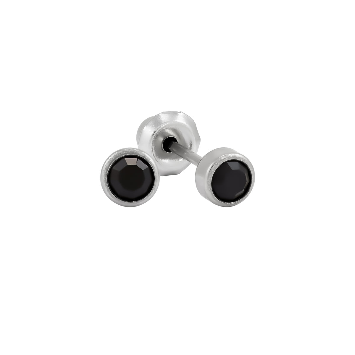 197C - 4mm Black Bezel Onyx Titanium Earring Set