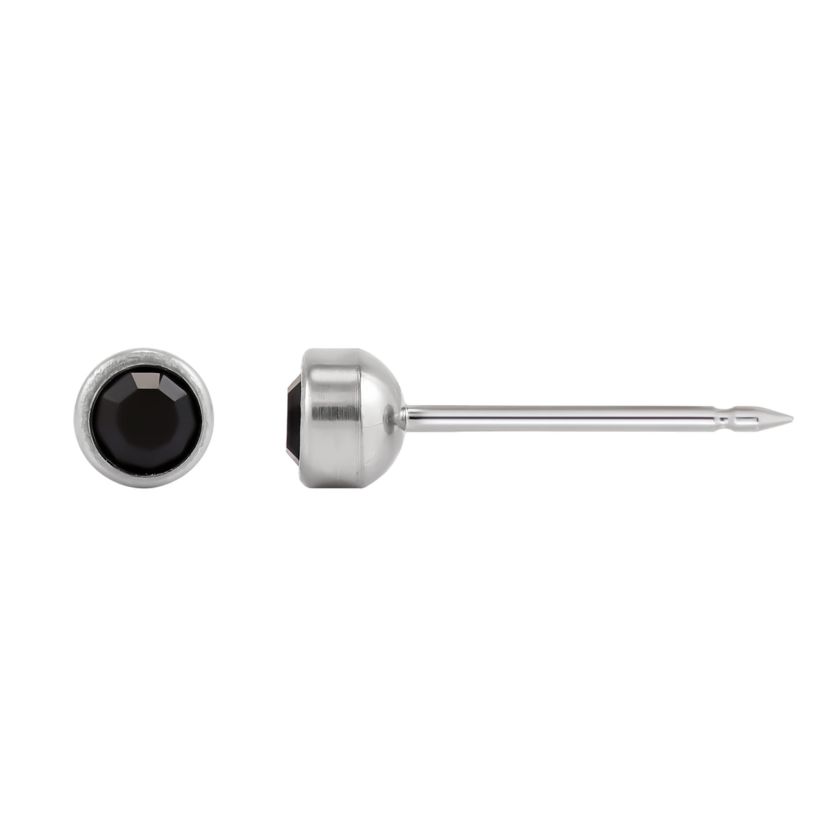 197C - 4mm Black Bezel Onyx Titanium Earring Set