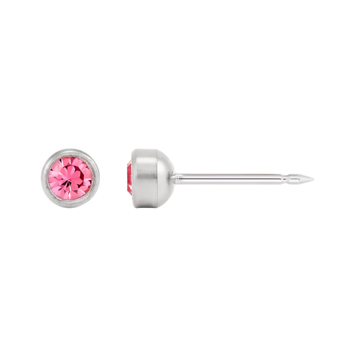 19C - 4mm Rose Bezel Titanium Earring Set