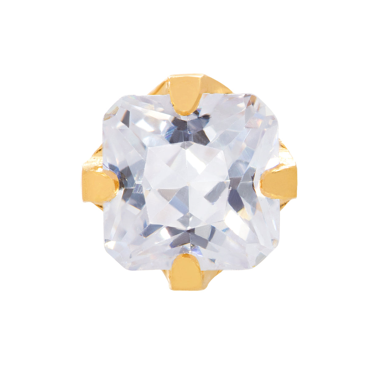 264E - 5mm Square 14K Yellow Gold Cubic Zirconia Earring Set