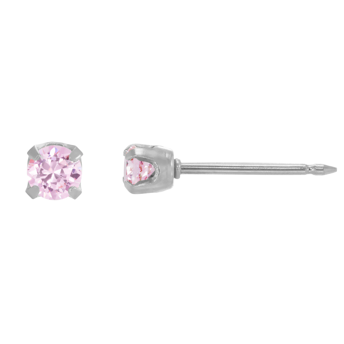 39K1 - 3mm Pink Ice Cubic Zirconia Stainless Steel Earring Set