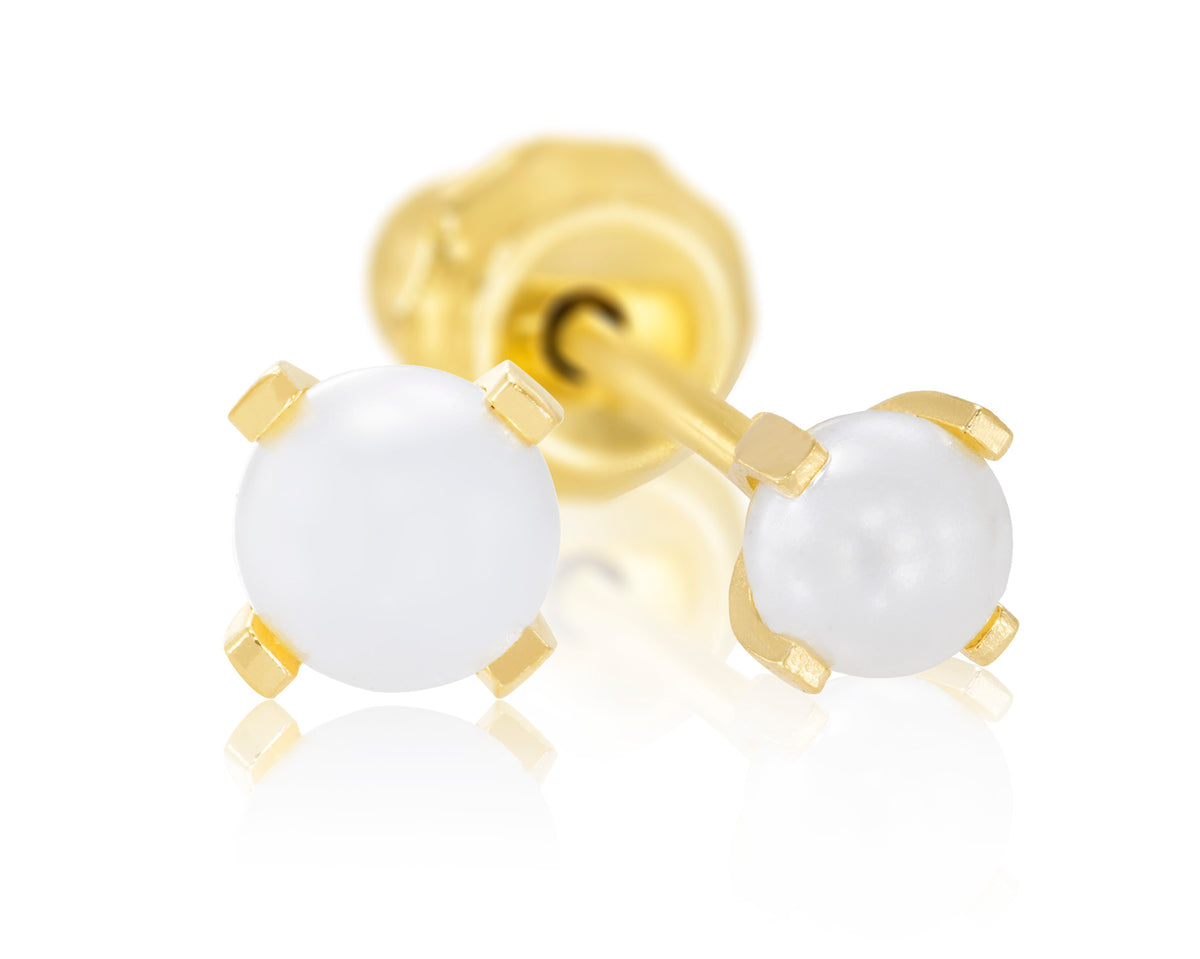 40C - 4mm Prong Pearl 24K Gold-Plated Earring Set