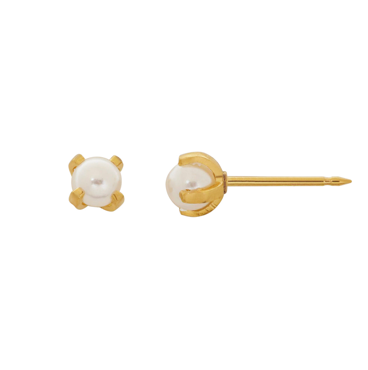 40C - 4mm Prong Pearl 24K Gold-Plated Earring Set