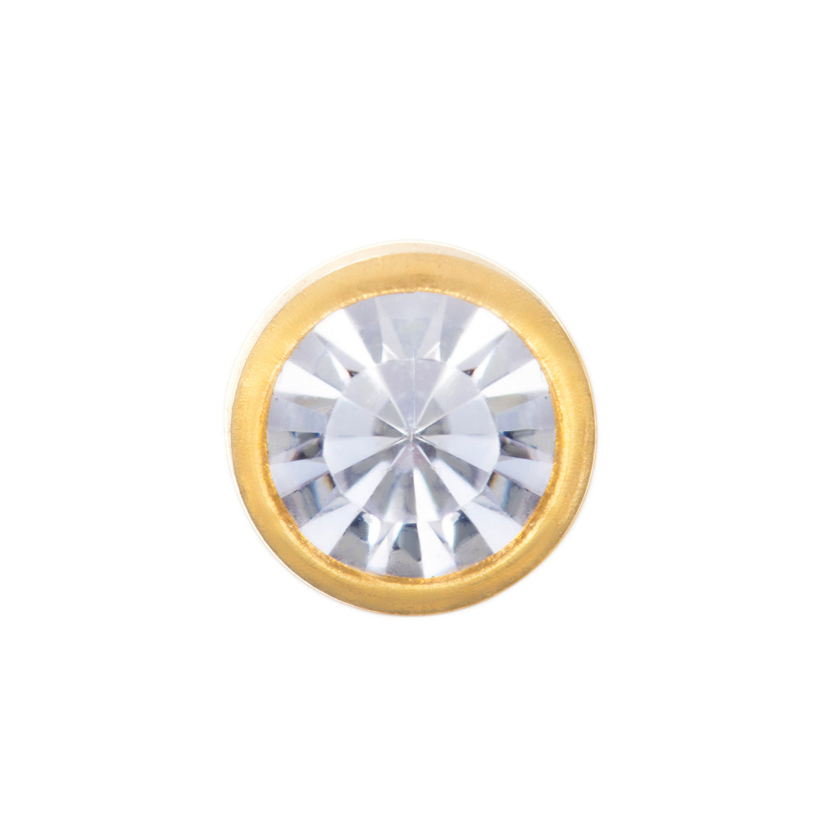 4C - 3mm Crystal Bezel 14K Yellow Gold Earring Set