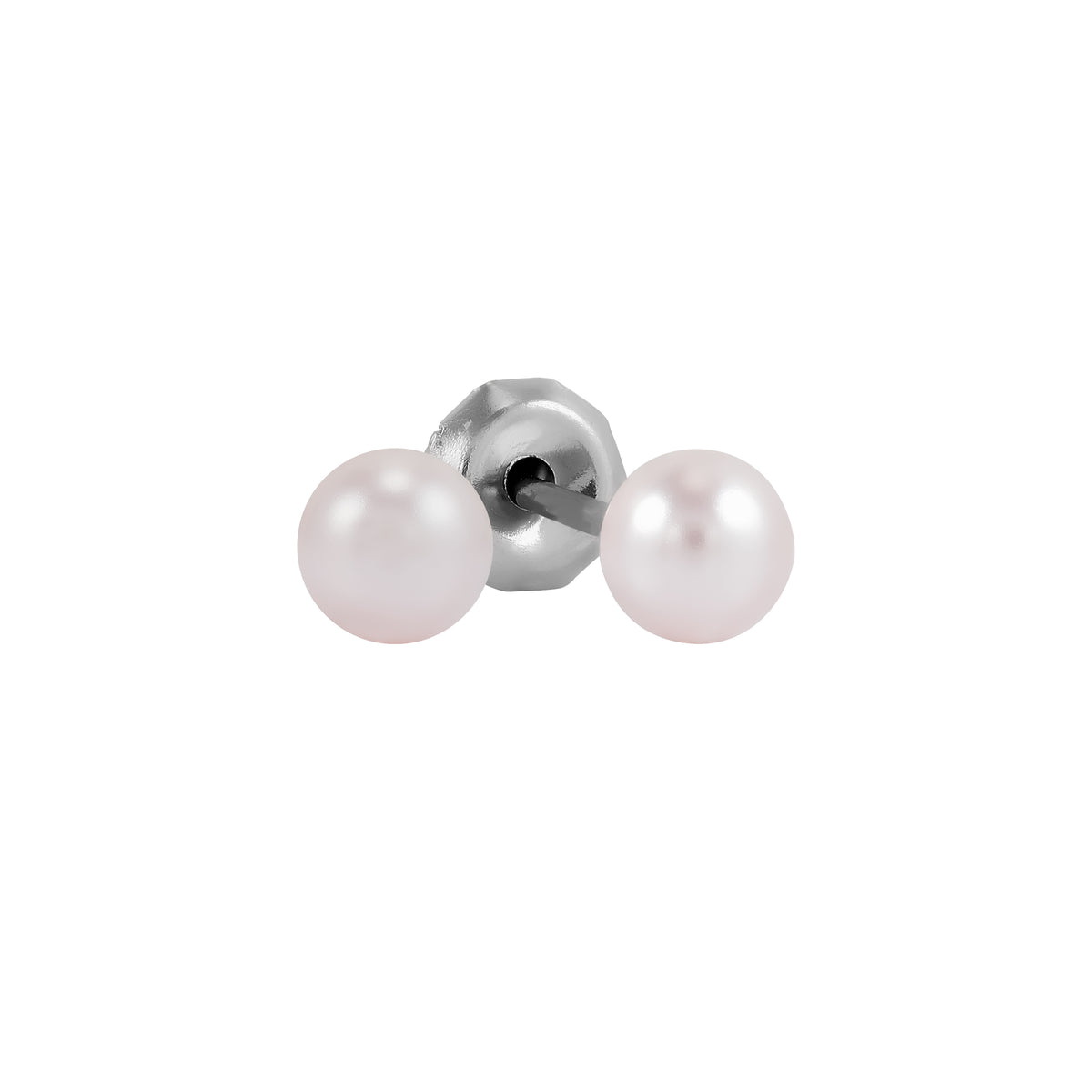 555C - 4mm Rosaline Pink Crystal Pearl Titanium Earring Set