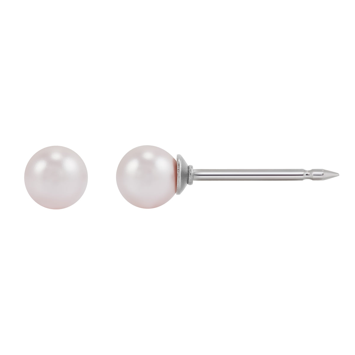 555C - 4mm Rosaline Pink Crystal Pearl Titanium Earring Set