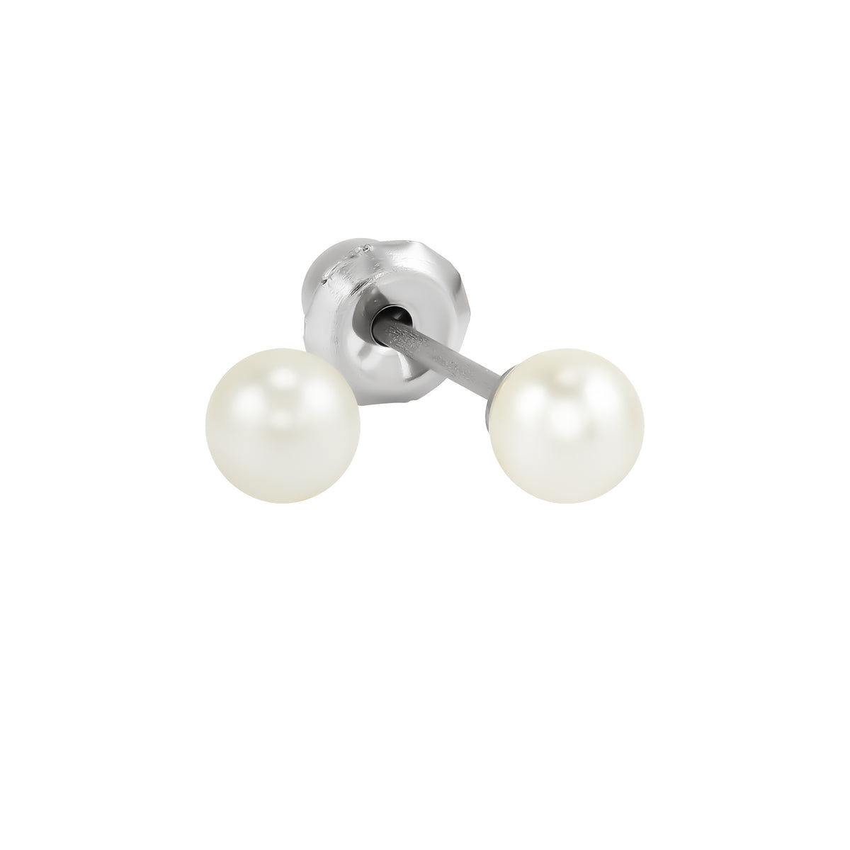 556C - 4mm Cream Pearl Titanium Earring Set