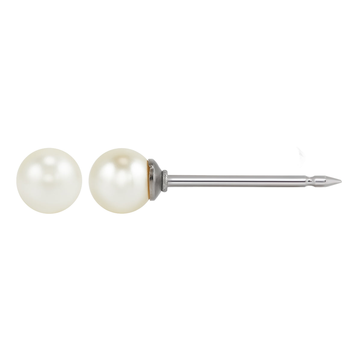 556C - 4mm Cream Pearl Titanium Earring Set