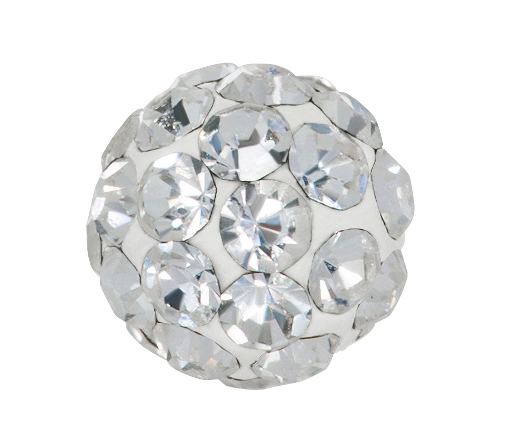 578C - 4mm Crystal Pave Sphere Stainless Steel Earring Set