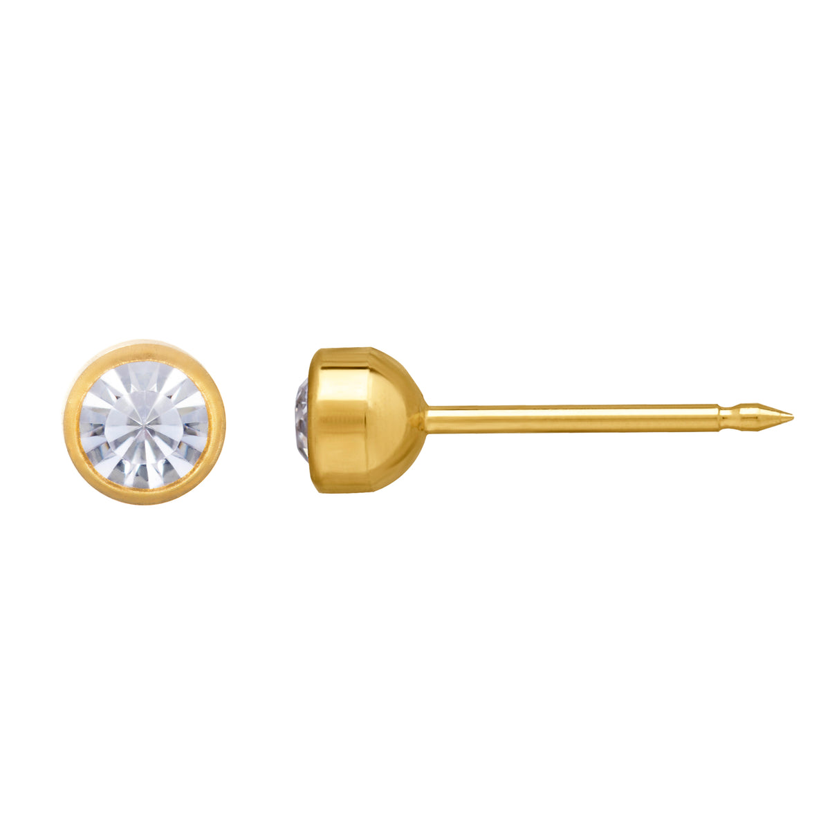 591C - 4mm Crystal Bezel 24K Gold-Plated Earring Set