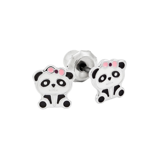 621C-1 - Panda w/ Pink Bow Stainless Steel Earring Set