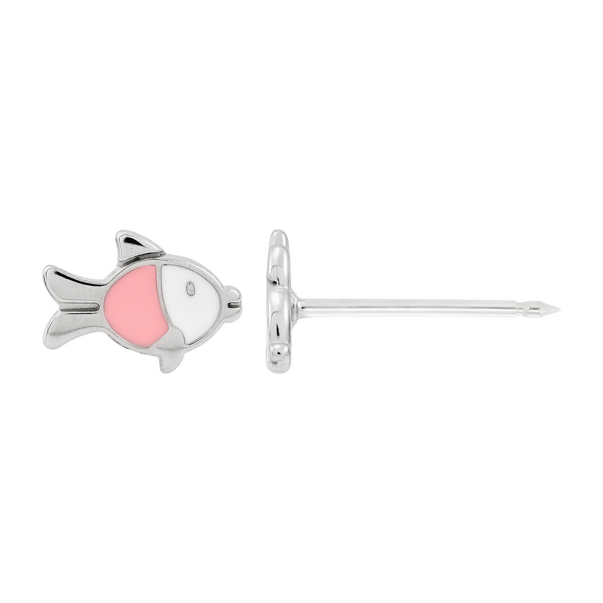 622C - Pink & White Fish Stainless Steel Earring Set