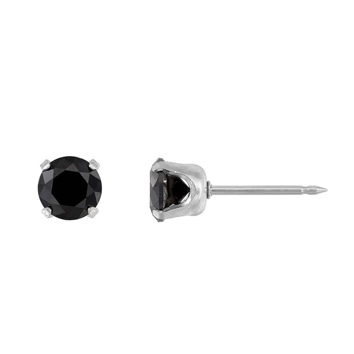 670C - Black Cubic Zirconia Stainless Steel Earring Set