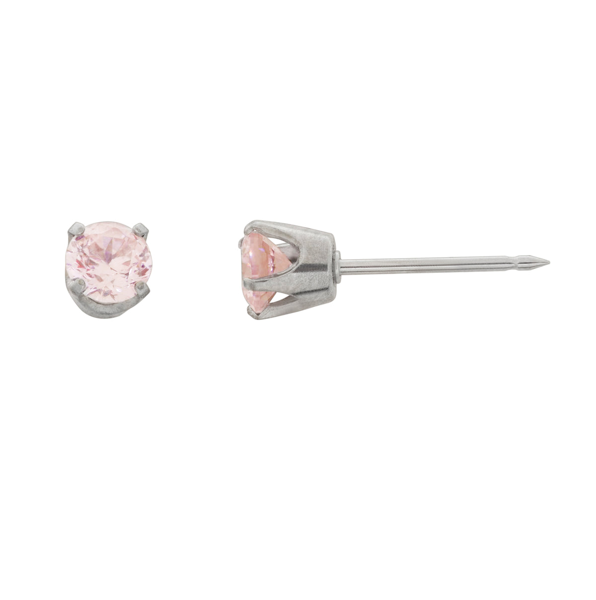 67E - 4.2mm Pink Ice Cubic Zirconia 14K White Gold Earring Set