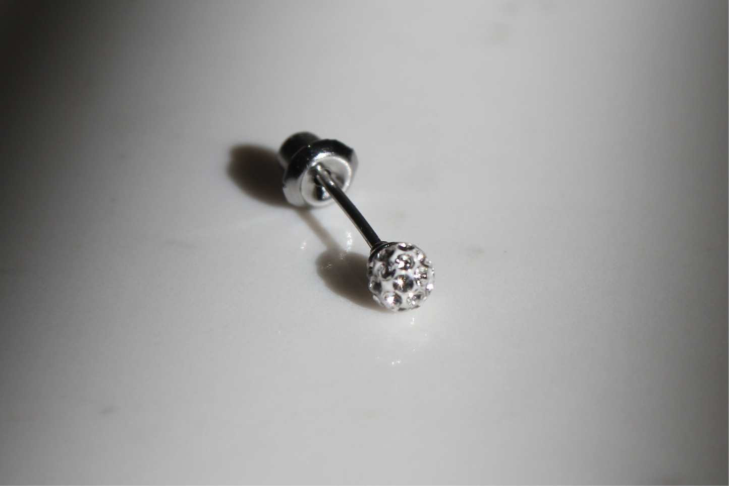 4mm Crystal Pave Sphere Stainless Steel Earring Set