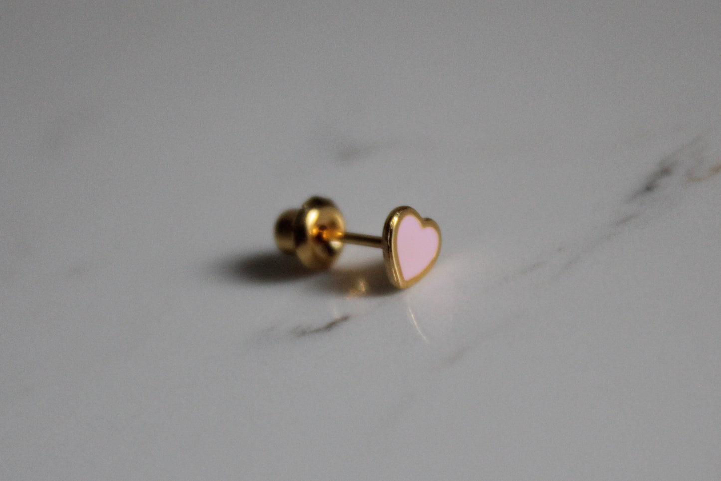 Pink Heart 24K Gold-Plated Earring Set