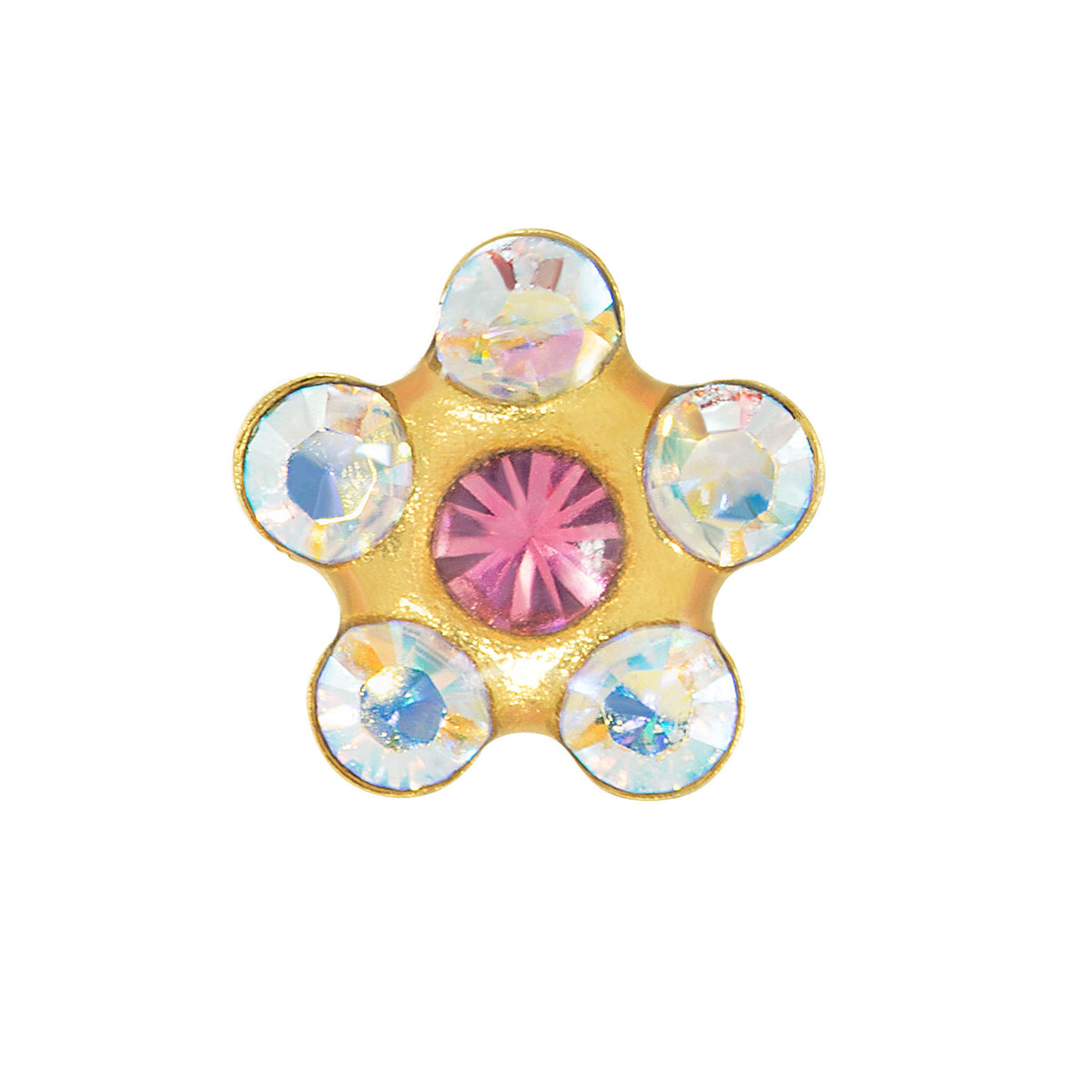 760C - AB Crystal Rose Daisy Flower 24K Gold-Plated Earring Set