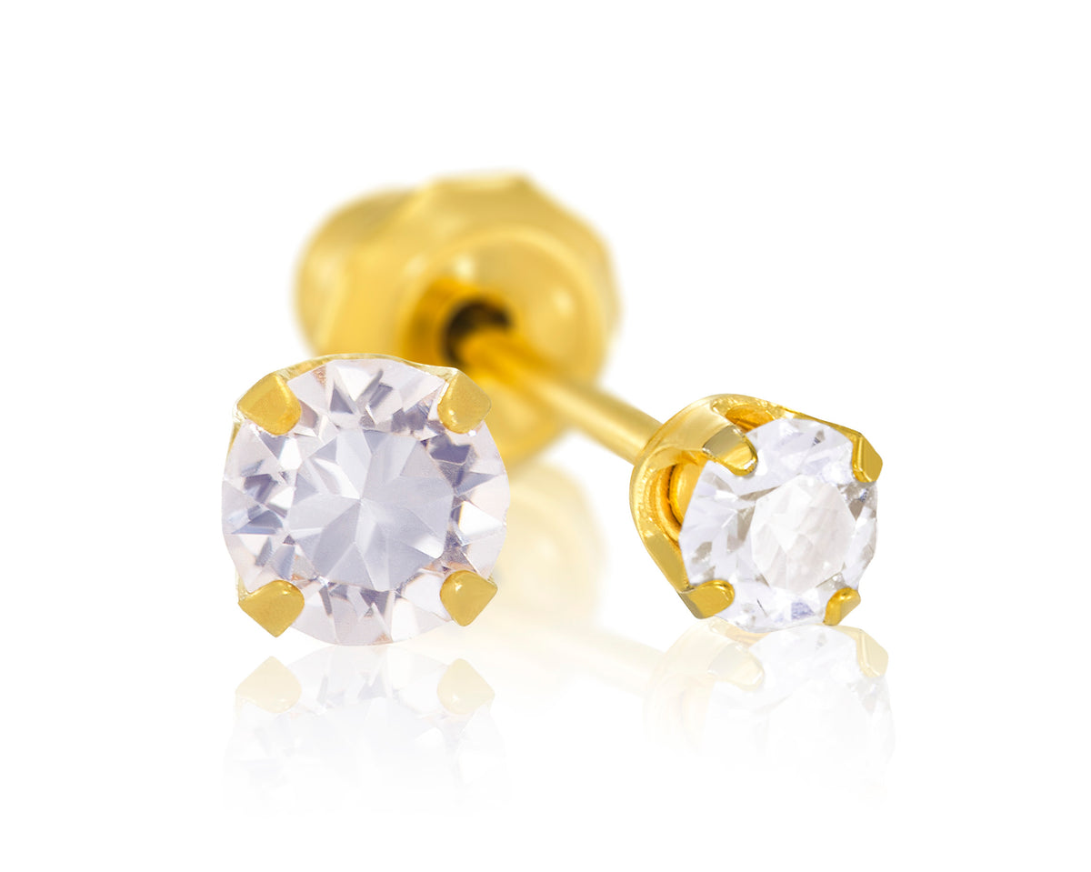 7E & 649E - 14K Gold Cubic Zirconia Earring Set